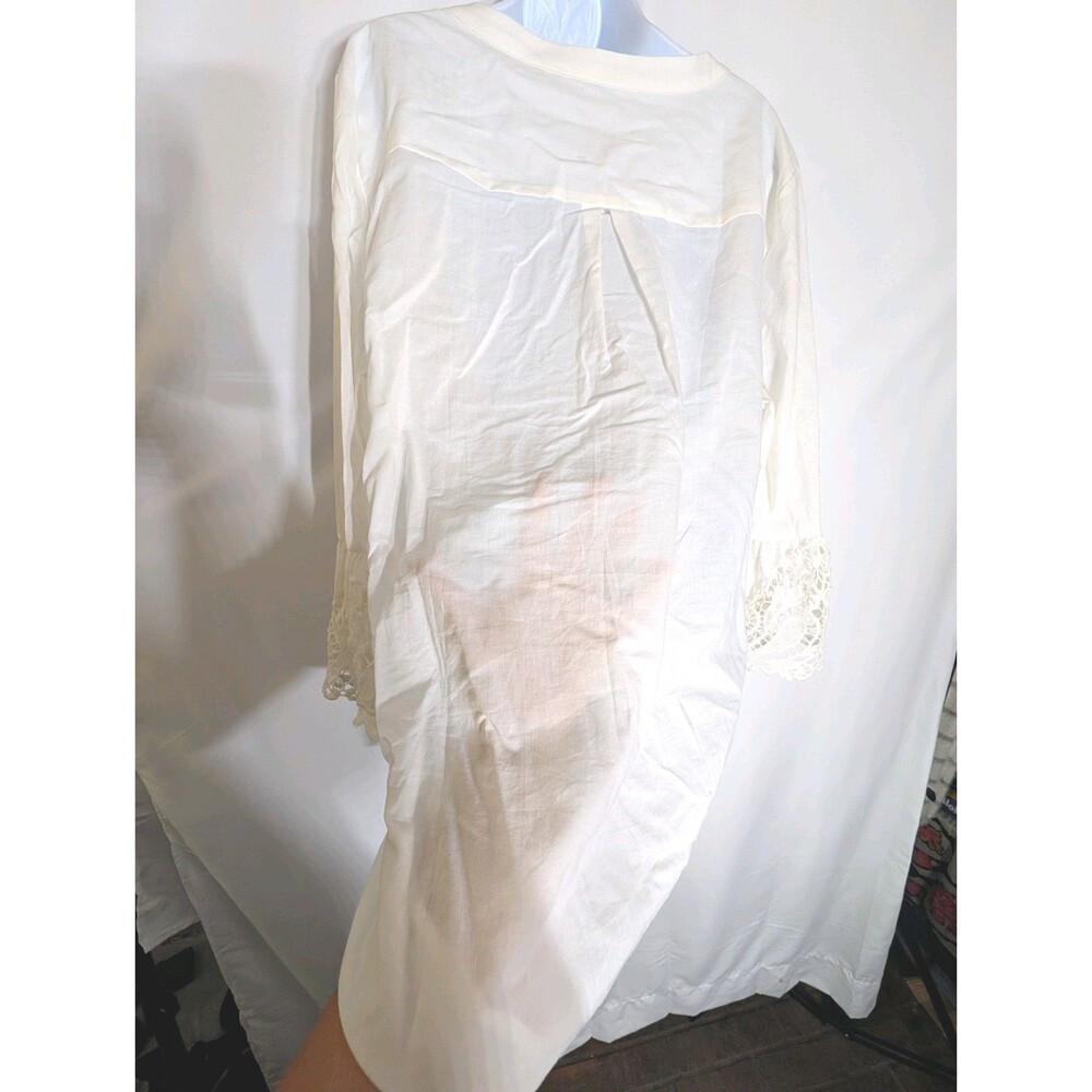 NWT Chicos Cotton Button Down Blouse Womens Sz 3 16/18 Lace Flare Sleeve Peasant - Picture 9 of 16